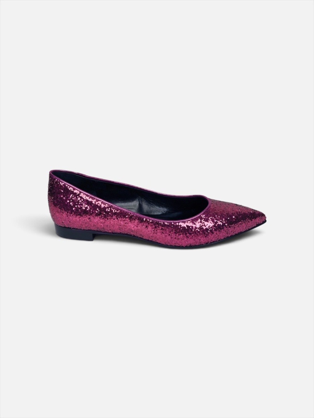Saint Laurent Fuchsia Pink Sequin Glitter Flats Women EU 36 Italy NIB